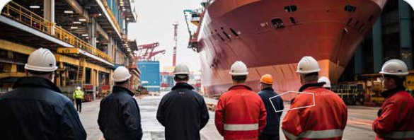 Crew at the shipyard